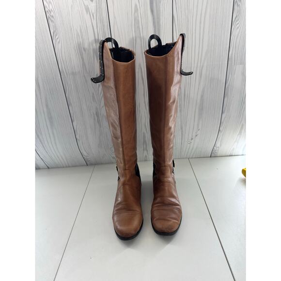 Sam Edelman Black Brown Leather Penny Tall Riding Boots Size 7 - Picture 2 of 9